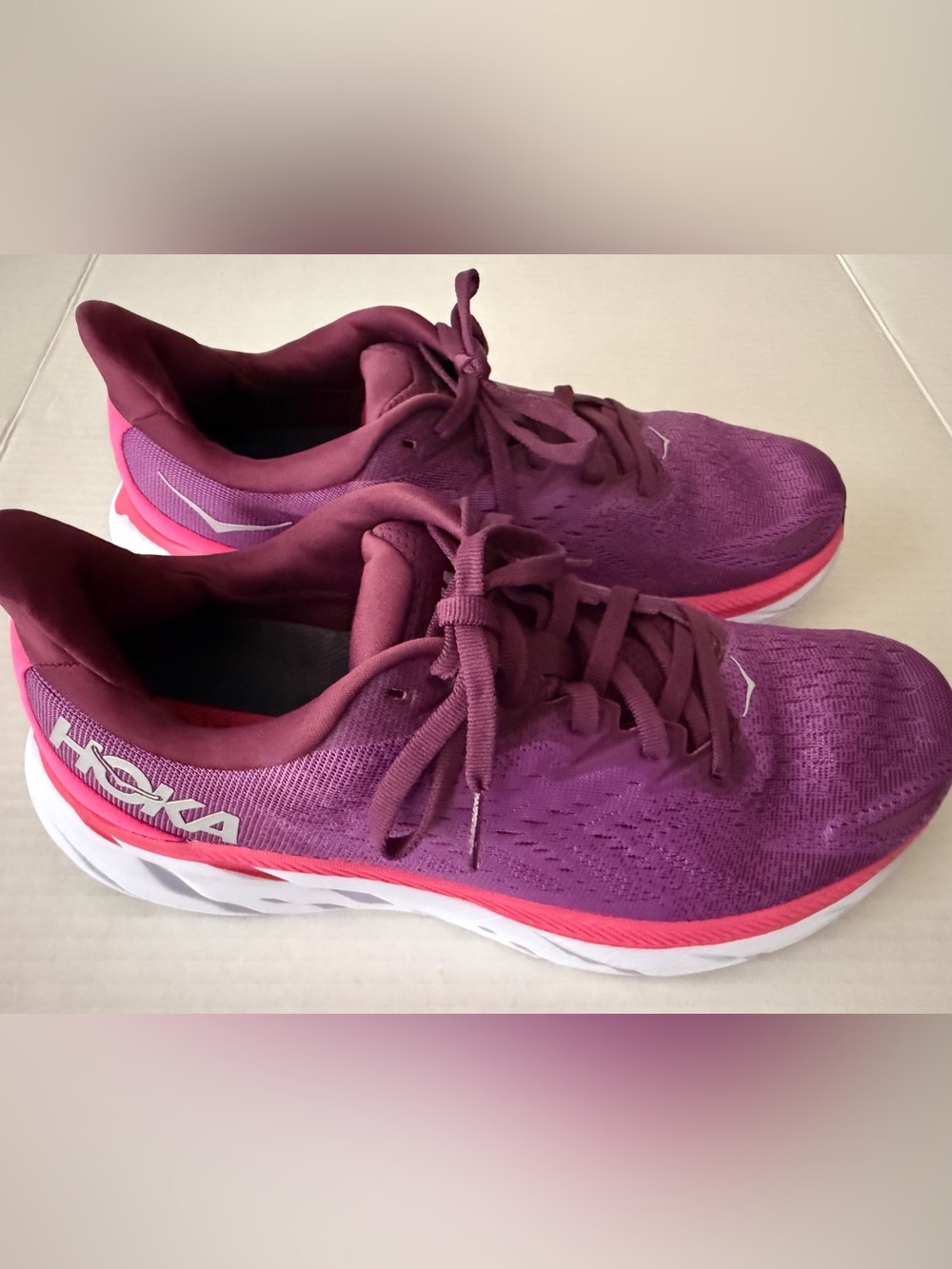 Hoka One One Clifton 8 Running Shoes Purple / Pink Women's Sz 9.5 D 1121375 GWBY